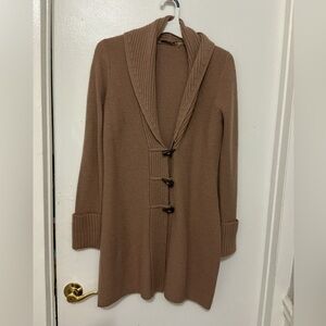 Tahari Tan Ribbed Knit Cardigan